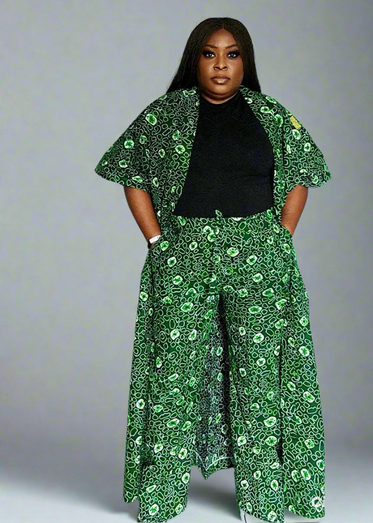 African Print Kimono with Matching Trousers Kimora Kaffi