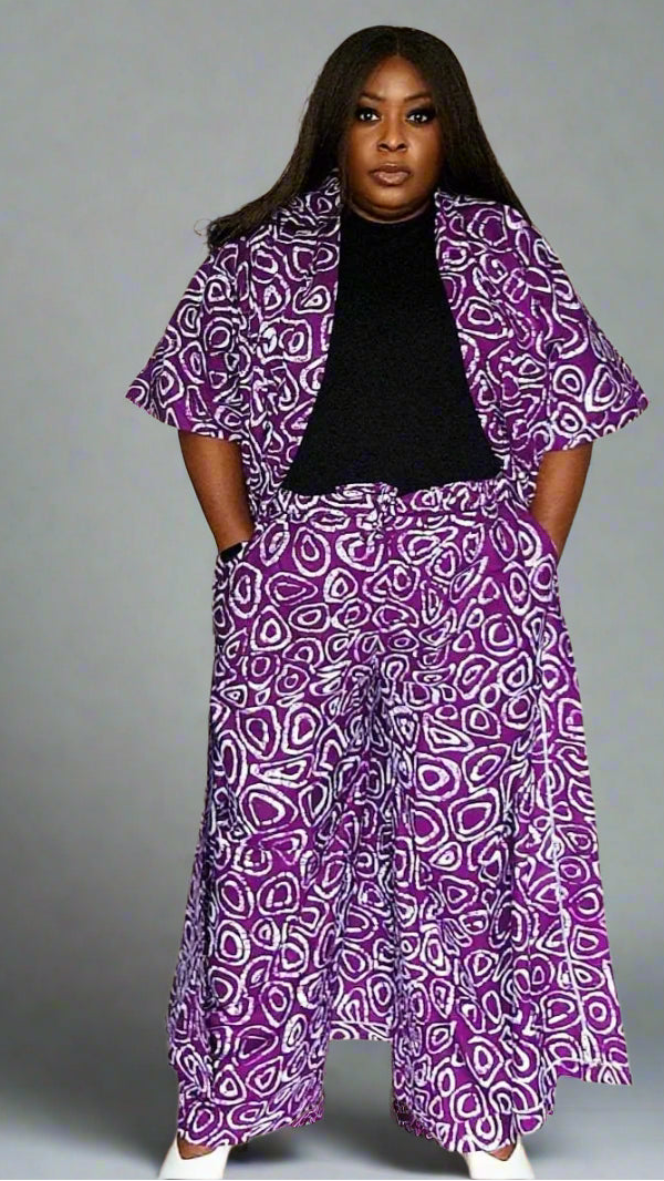 African Print Kimono with Matching Trousers Kimora Kalli