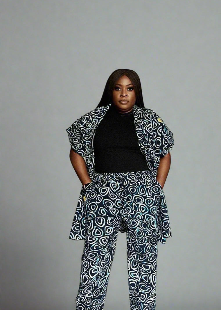 African Print Kimono with Matching Trousers Kimora Kalli