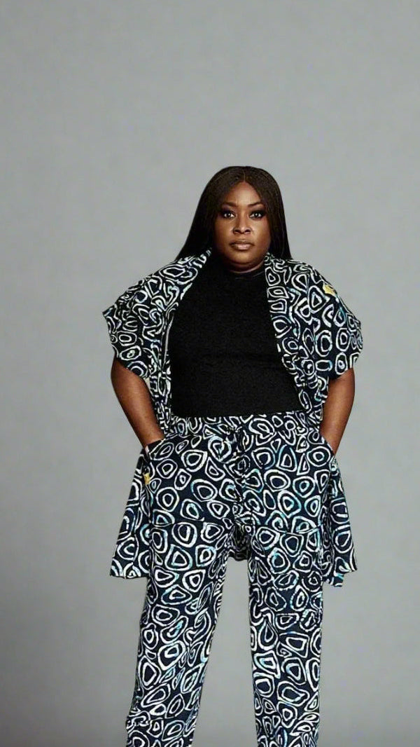 African Print Kimono with Matching Trousers Kimora Kalli