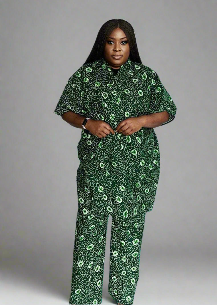 African Print Kimono with Matching Trousers Kimora Kaffi
