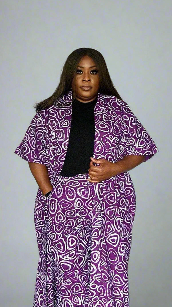 African Print Kimono with Matching Trousers Kimora Kalli