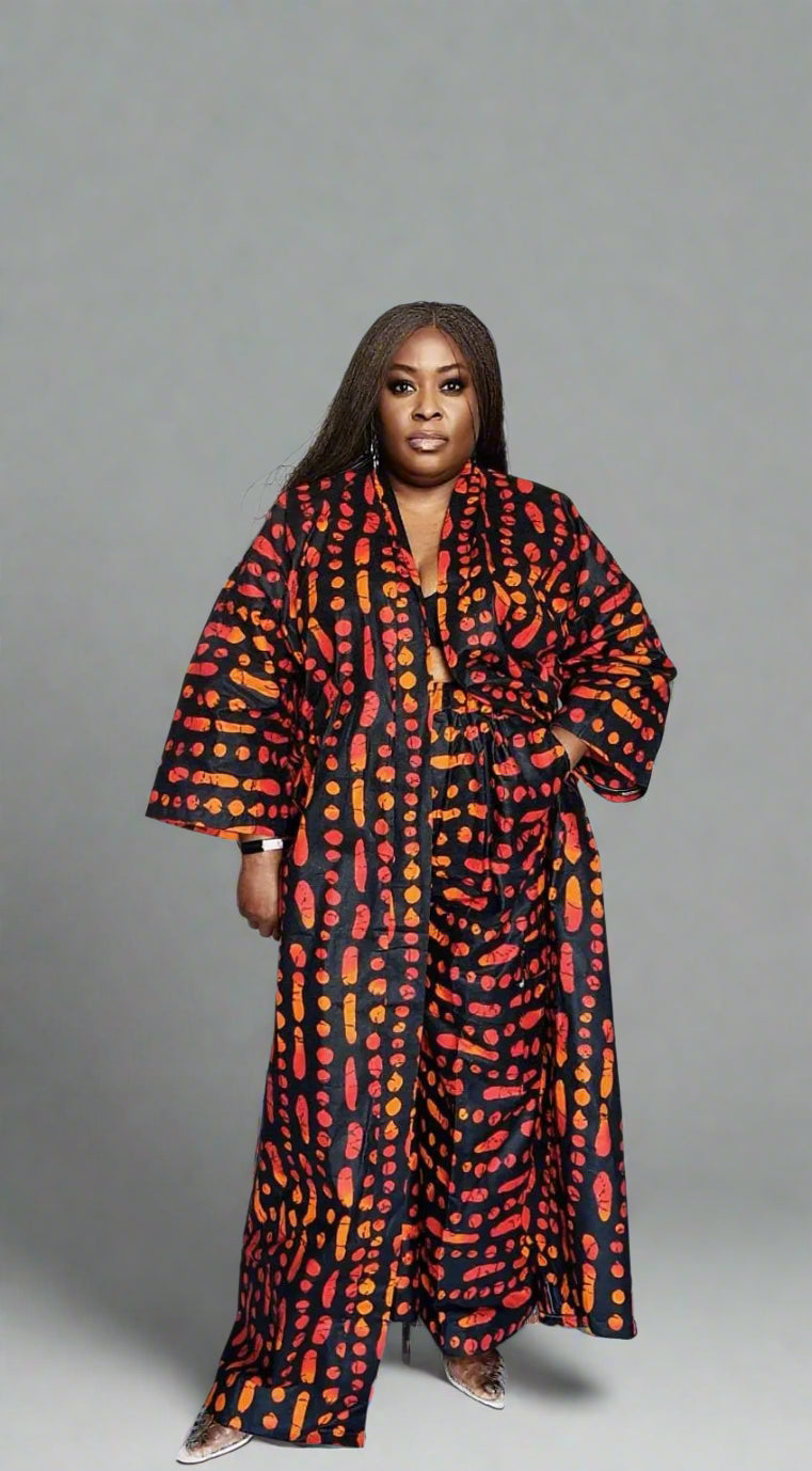 African Print Kimono with Matching Trousers Kimora Kito