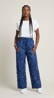 Unisex Ankara  Pant with Pockets Navy