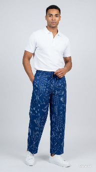 Unisex Ankara  Pant with Pockets Navy