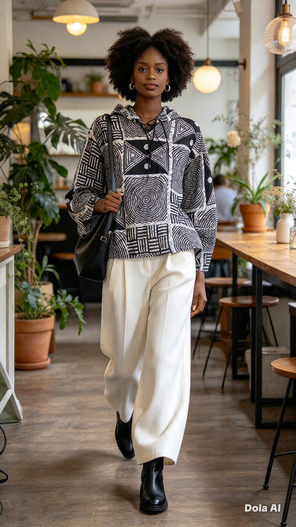 Geometric Hoodie Top