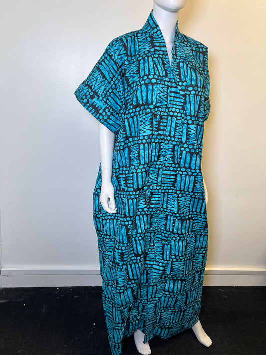 Ade Dress Blue African Print Ankara  Dress Bluey