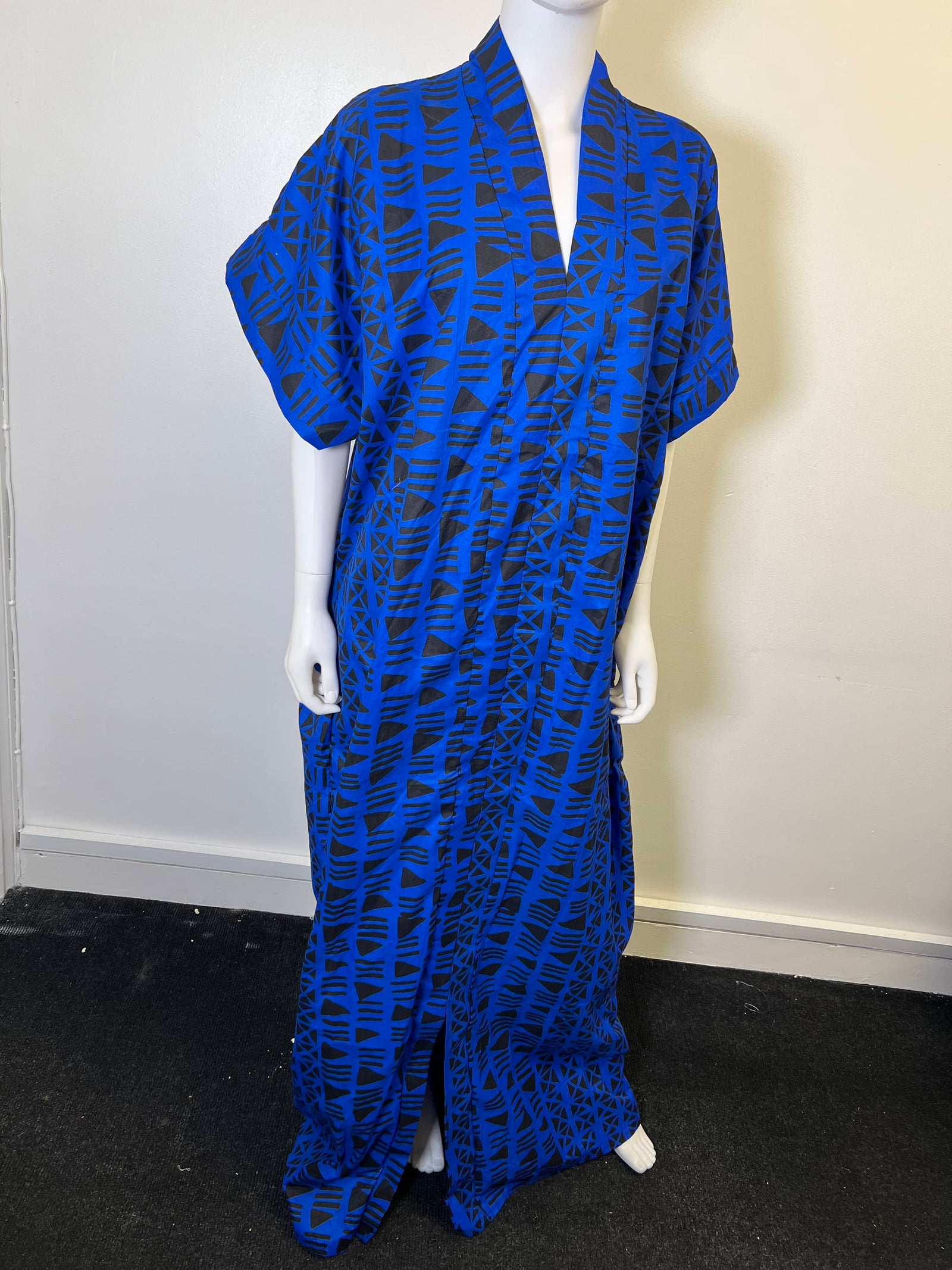 Ade Dress Blue African Print Ankara  Dress Deep Blue
