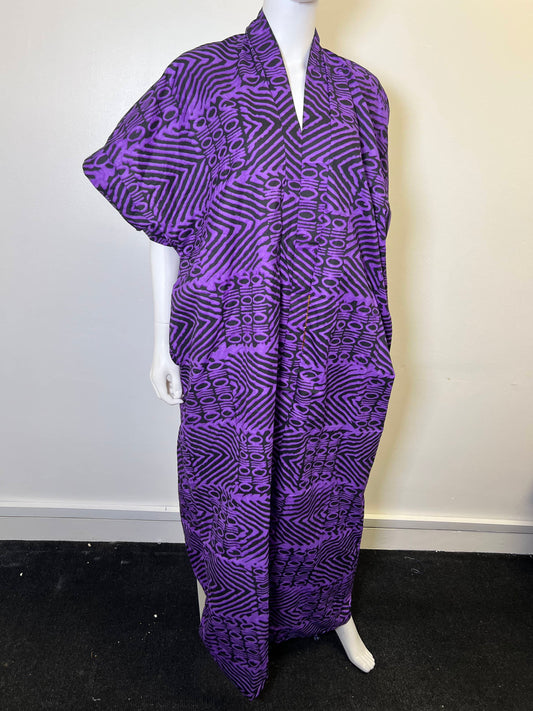 Ade Dress Blue African Print Ankara  Dress Deep Purple