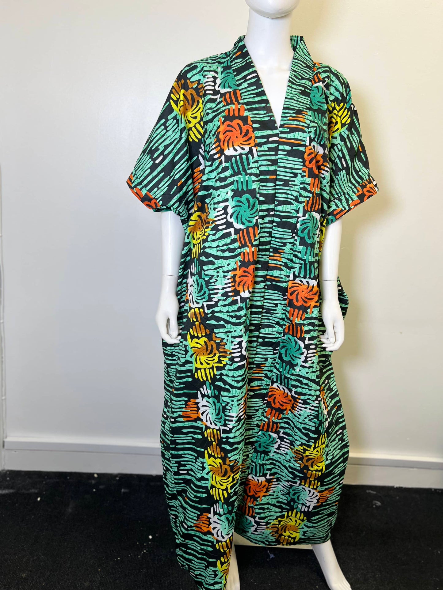 Ade Dress Blue African Print Ankara  Dress GreenMulti