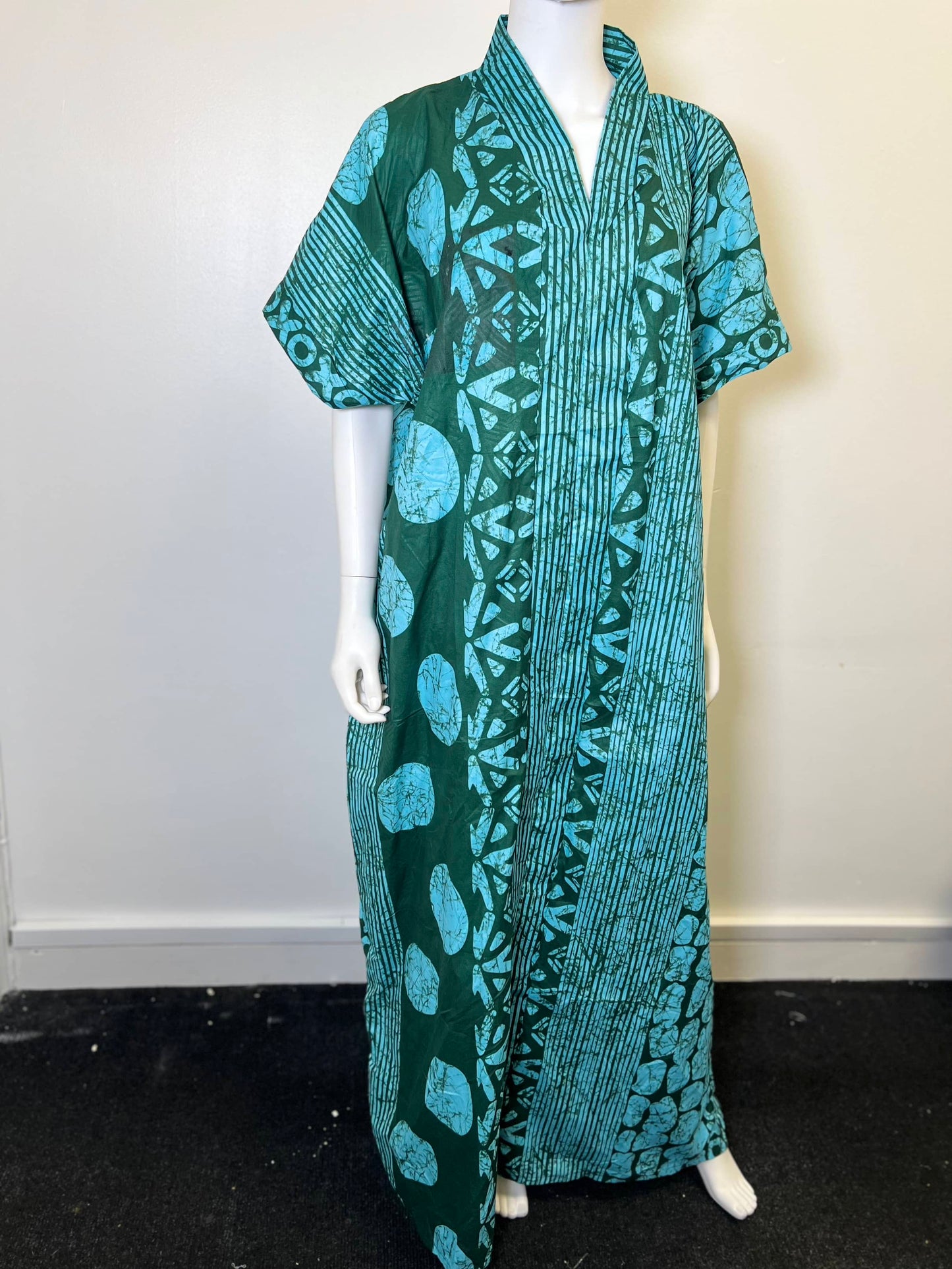 Ade Dress Blue African Print Ankara  Dress Light Green