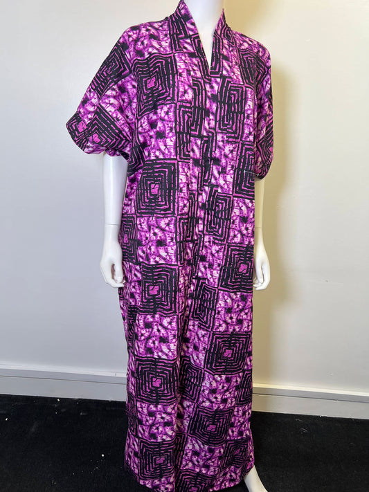 Ade Dress Blue African Print Ankara  Dress Pink Black