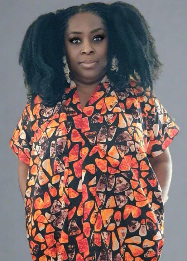 Ade Dress African Print Ankara  Dress Orange