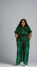 The Girlfriend African Print Cropped Top & Wide-Leg Trouser Set – Stylish Ankara Outfit