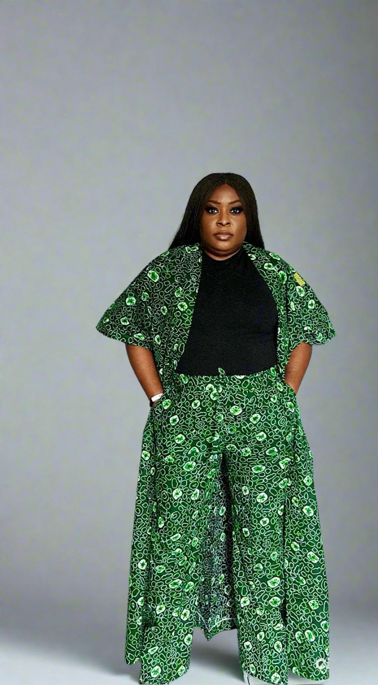 African Print Kimono with Matching Trousers Kimora Kaffi