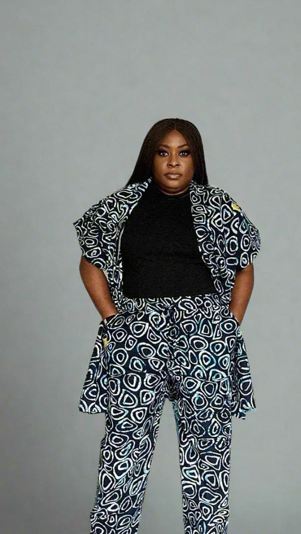 African Print Kimono with Matching Trousers Kimora Kalli
