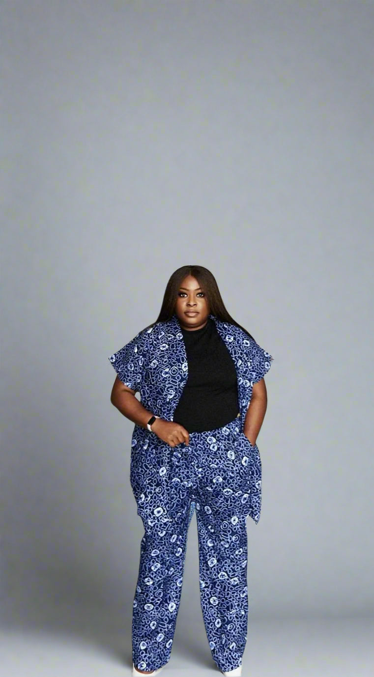 African Print Kimono with Matching Trousers Kimora Kaffi