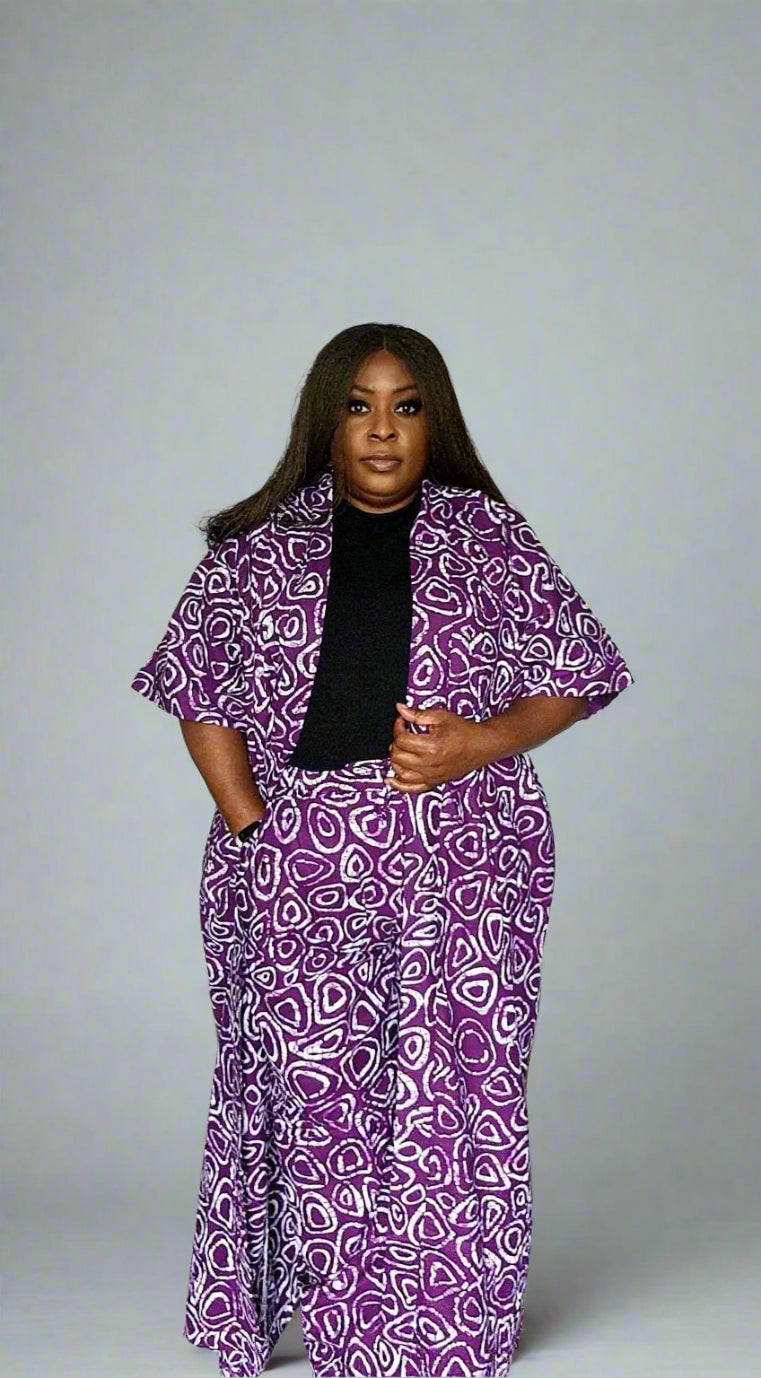 African Print Kimono with Matching Trousers Kimora Kalli