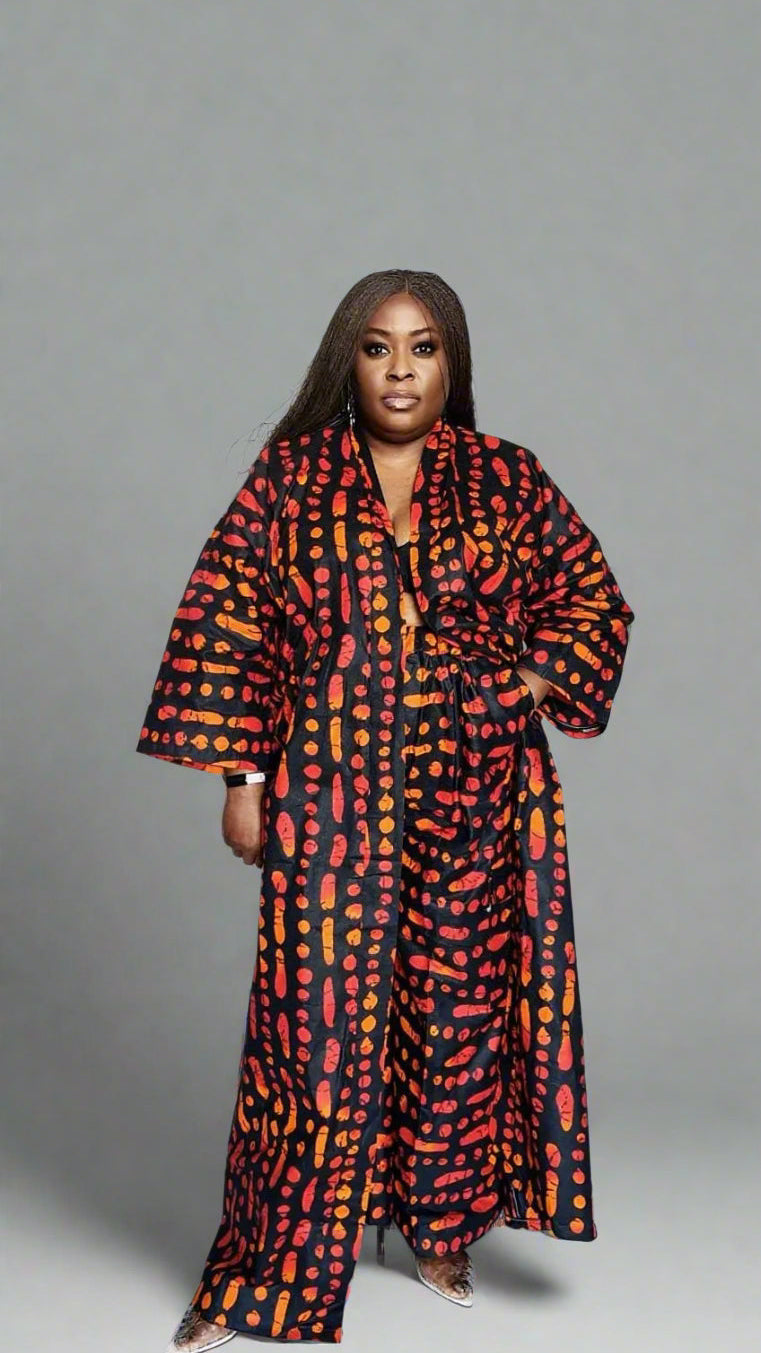African Print Kimono with Matching Trousers Kimora Kito