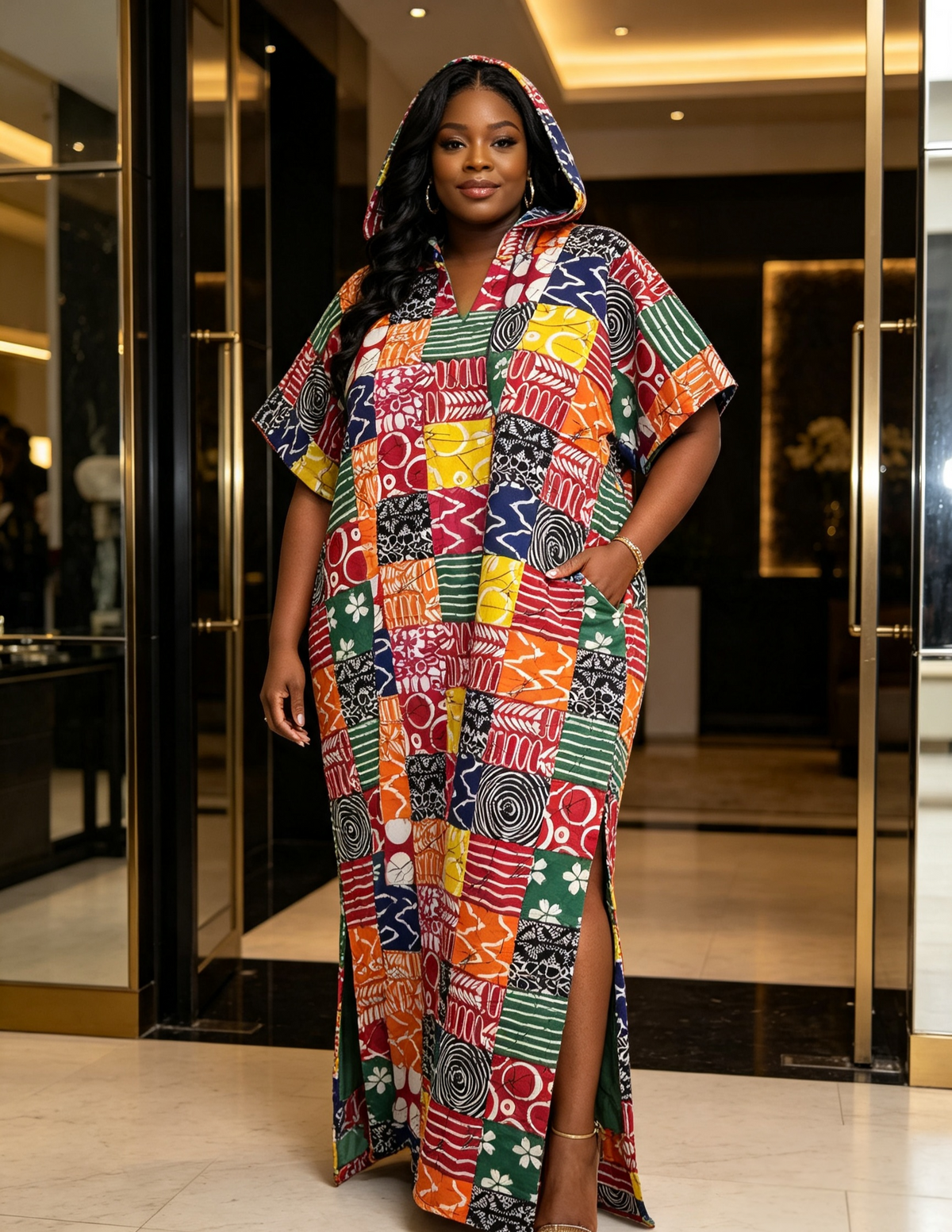 Hooded Ankara Dress