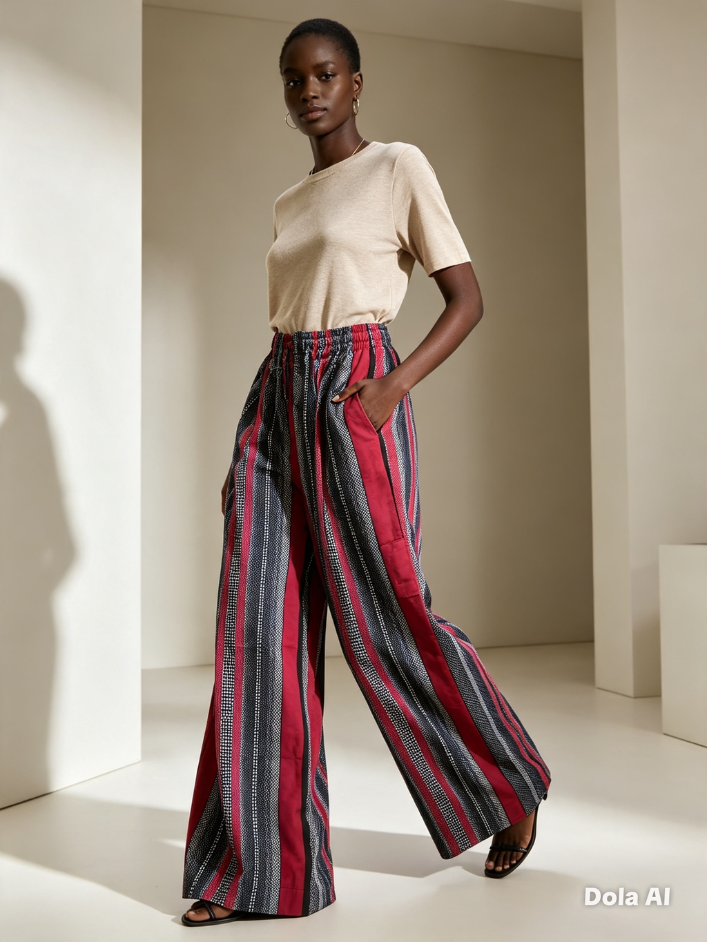 LTS Red Ankara Wide-Leg Trousers | Plus Size African Print Trousers