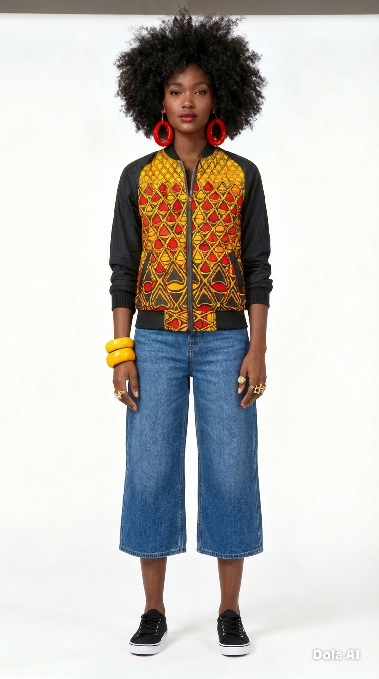Yellow Ankara Bomber Jacket