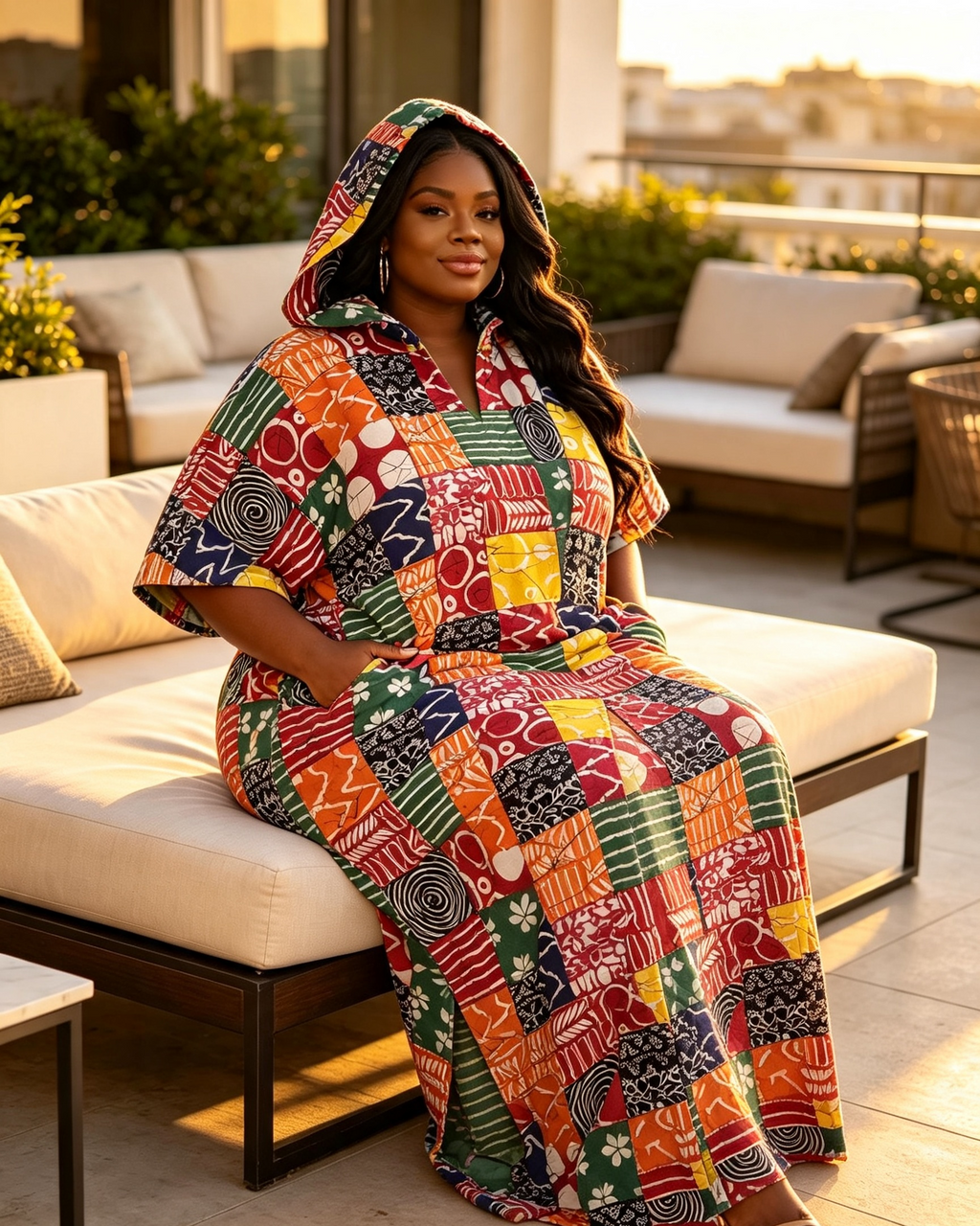 Hooded Ankara Dress