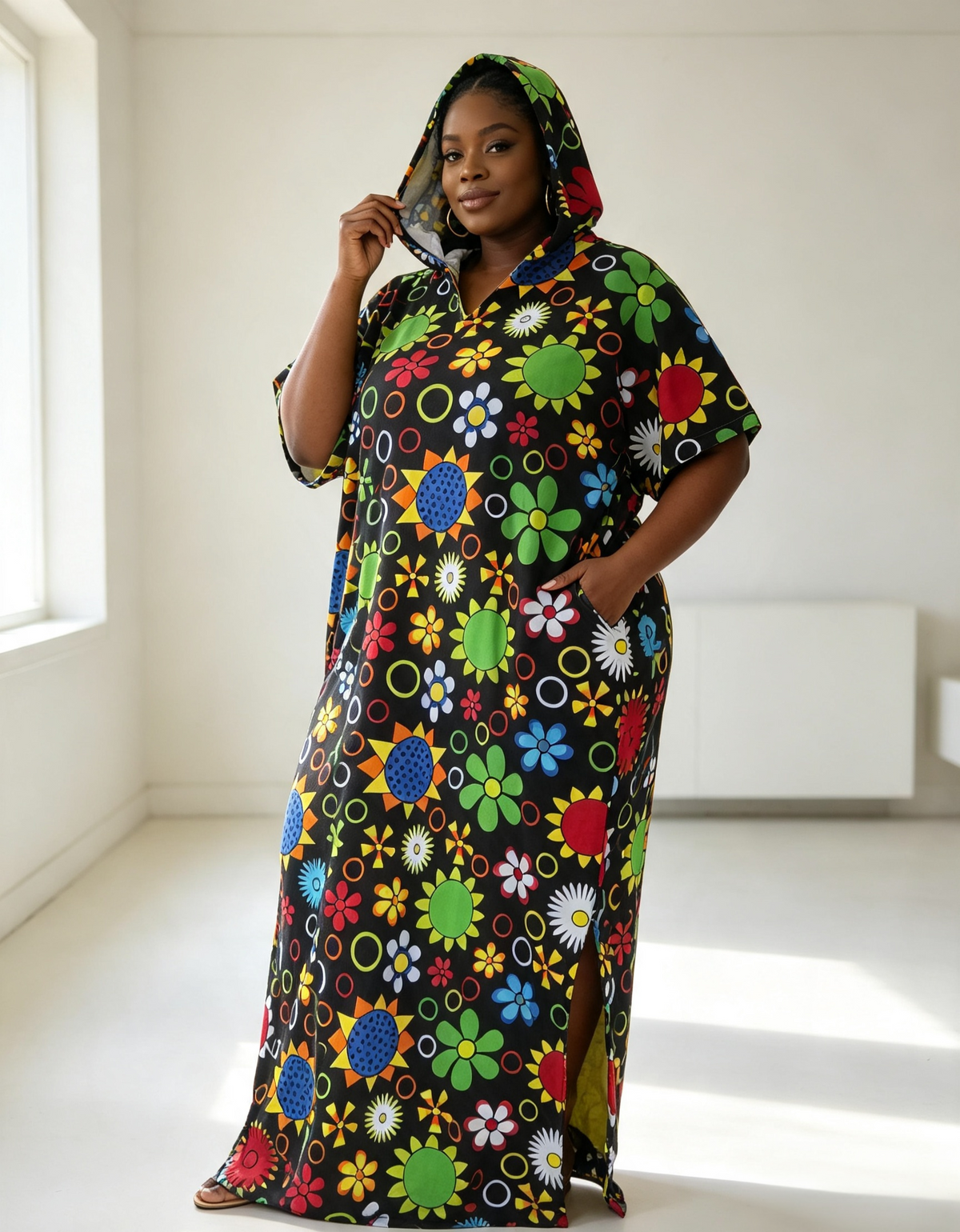 The Hooded Ankara Maxi Dress