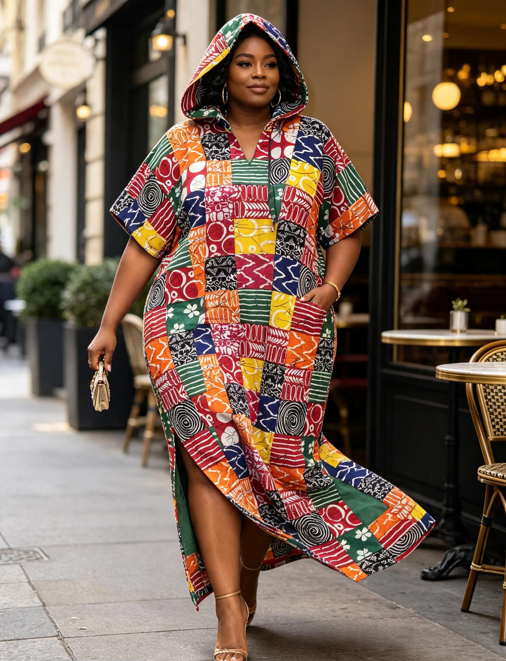 Hooded Ankara Dress