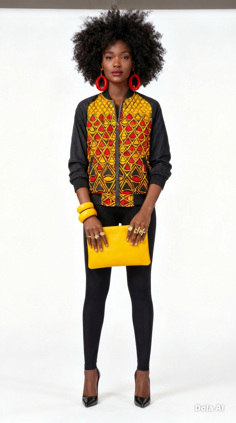 Yellow Ankara Bomber Jacket