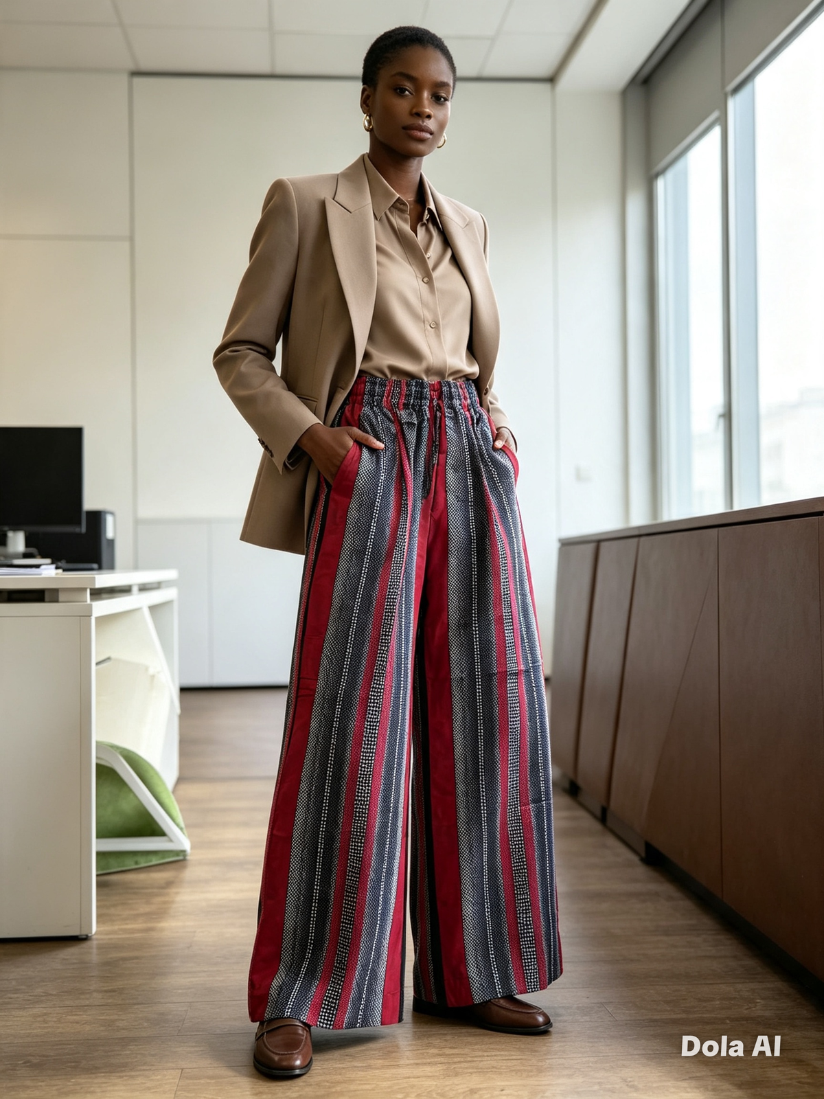 LTS Red Ankara Wide-Leg Trousers | Plus Size African Print Trousers
