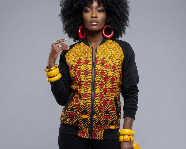 Yellow Ankara Bomber Jacket