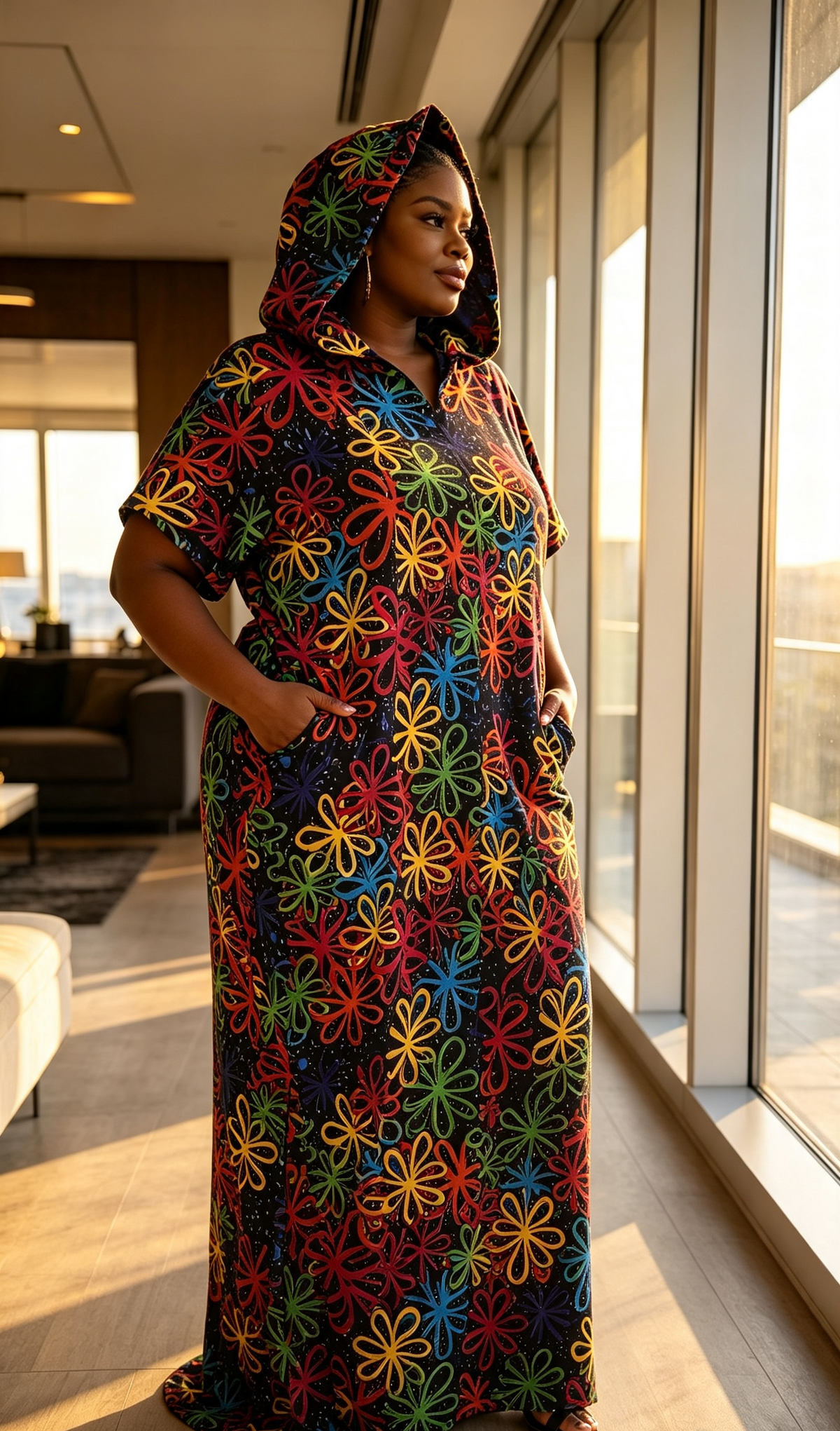 The Statement Hooded Ankara Maxi Dress