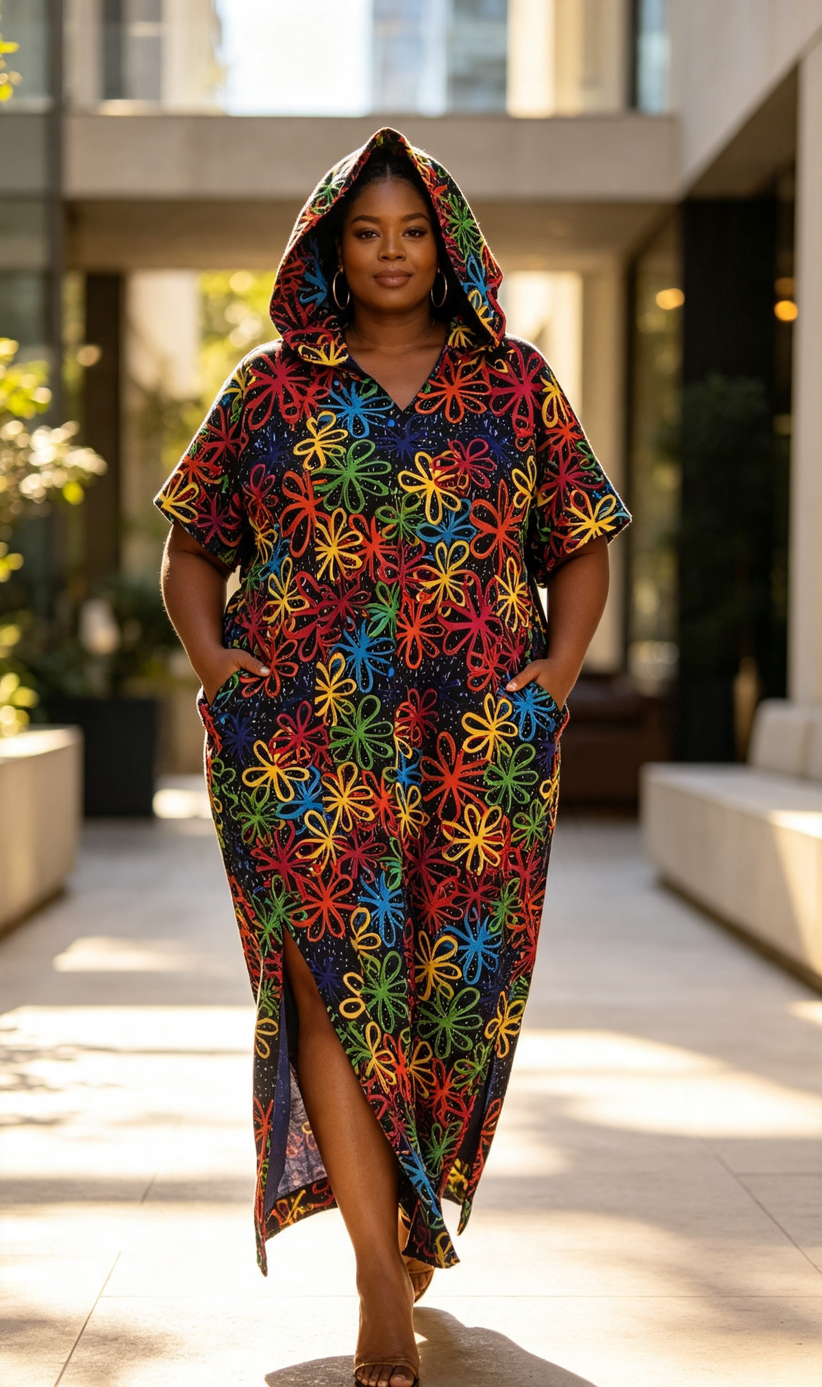 The Statement Hooded Ankara Maxi Dress