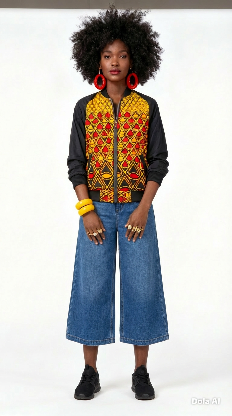 Yellow Ankara Bomber Jacket