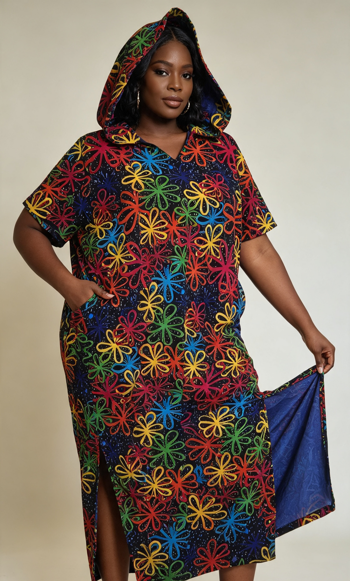 The Statement Hooded Ankara Maxi Dress