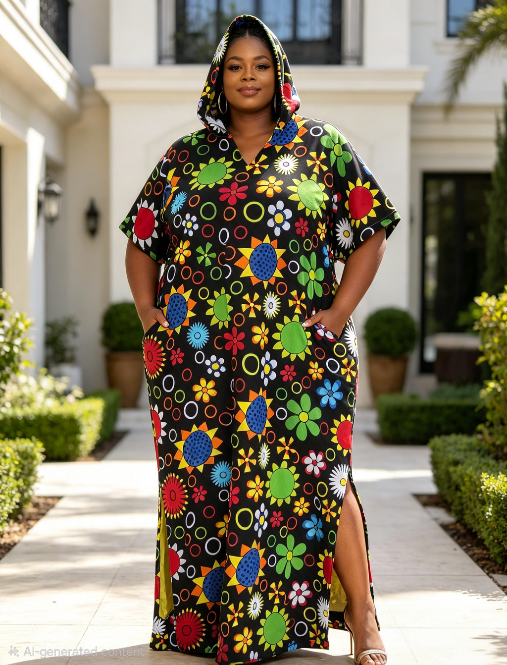The Hooded Ankara Maxi Dress